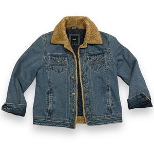 Vintage faux for trimmed denim jacket